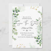 Greenery Romantic Photo Save The Date Invitation 招待状 (正面)
