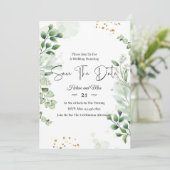 Greenery Romantic Photo Save The Date Invitation 招待状 (スタンド正面)