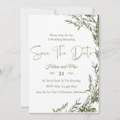 Greenery Romantic Photo Save The Date Invitation 招待状 (正面)