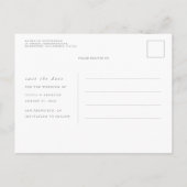 Greenery Romantic Save the Dateエレガント Photo 案内ポストカード (裏面)