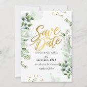 Greenery Romantic Save The Date Invitation 招待状 (正面)