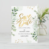 Greenery Romantic Save The Date Invitation 招待状 (スタンド正面)