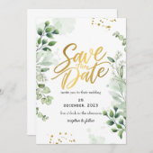 Greenery Romantic Save The Date Invitation 招待状 (正面/裏面)