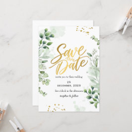 Greenery Romantic Save The Date Invitation 招待状