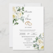 Greenery rose wedding ring Spanish Wedding 招待状 (正面)