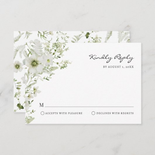 Greenery RSVPエレガントカード 出欠カード (正面/裏面)