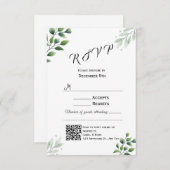 Greenery RSVPカーモダンド招待状 出欠カード (正面/裏面)