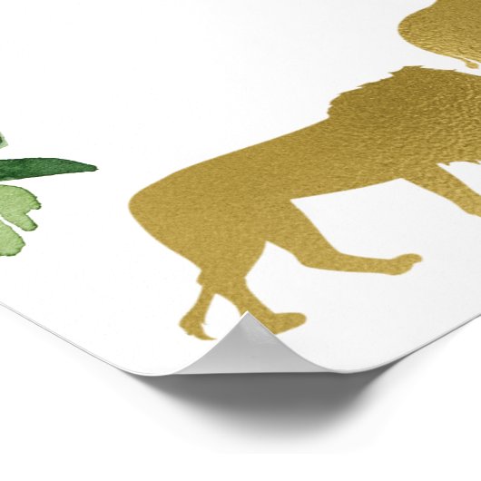 Greenery Safari Baby Shower welcome sign ポスター (角)