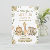 Greenery Safari Wild One 1st Birthday Party 招待状 (スタンド正面)