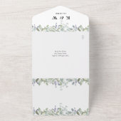 Greenery Sage薄紫フローラQRコード結婚s オールインワン招待状 (外側)