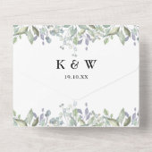 Greenery Sage薄紫フローラQRコード結婚s オールインワン招待状 (裏面)