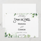 Greenery Save The Dateミニマル招待状 招待状 (正面/裏面)