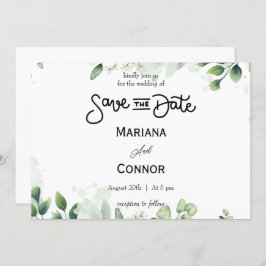 Greenery Save The Dateミニマル招待状 招待状