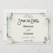 Greenery Save The Dateミニマル招待状 招待状 (正面)