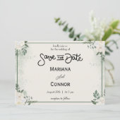 Greenery Save The Dateミニマル招待状 招待状 (スタンド正面)