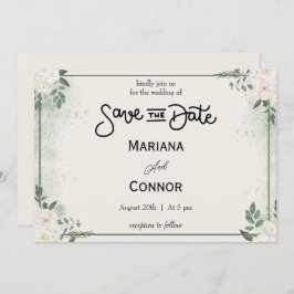 Greenery Save The Dateミニマル招待状 招待状