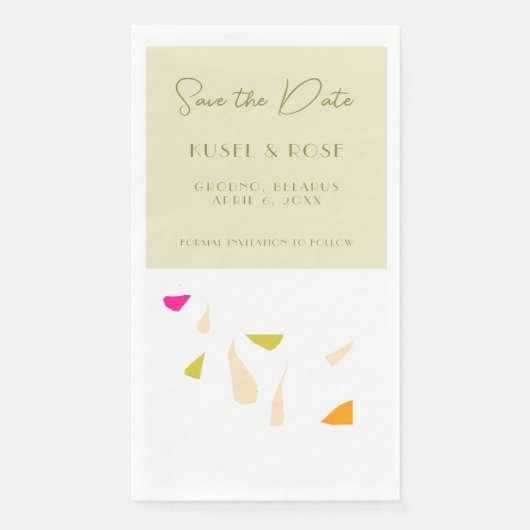 Greenery Save the Date Paper Napkin (正面)