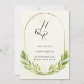 Greenery Save the Date Wedding Invitation Card 招待状 (正面)
