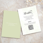 Greenery Script Wedding QR Code Reception Card エンクロージャーカード