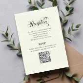 Greenery Script Wedding QR Code Reception Elegant  エンクロージャーカード