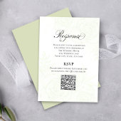 Greenery Script Wedding QR Code RSVP Card エンクロージャーカード