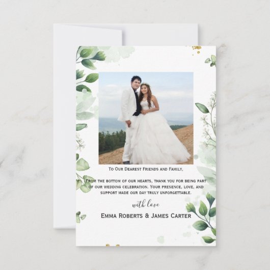 Greenery Simple Script Wedding Thank You Card サンキューカード (裏面)