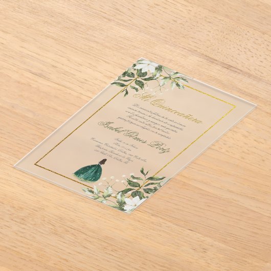 Greenery Spanish Quinceanera  アクリル招待状 (レイダウン)