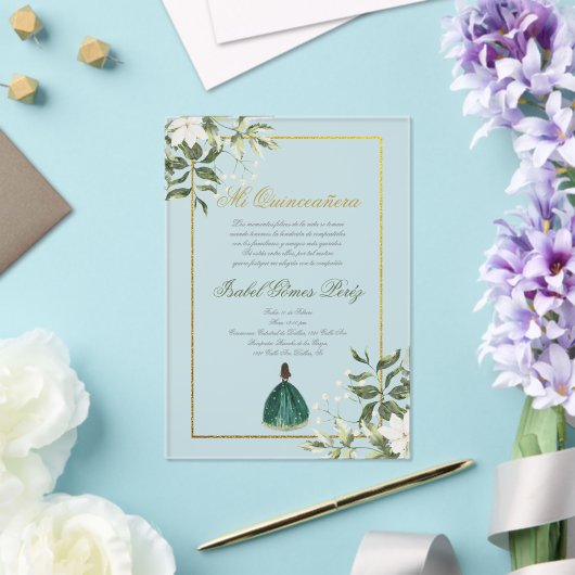 Greenery Spanish Quinceanera  アクリル招待状 (インサイチュ (ウェディング))