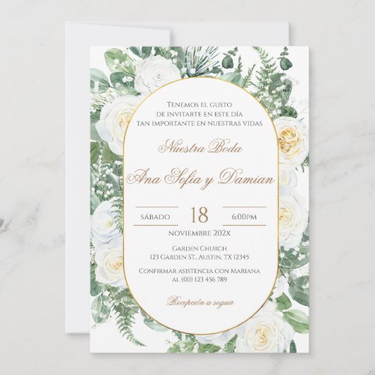 Greenery Spanish Wedding Invitation 招待状 (正面)
