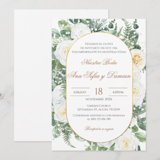 Greenery Spanish Wedding Invitation 招待状 (正面/裏面)