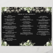 Greenery String Lights Trifold Wedding Program チラシ (裏面)