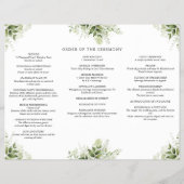 Greenery String Lights Trifold Wedding Program チラシ (裏面)