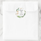 Greenery Teddy Bearありがとうステッカー ラウンドシール (バッグ)