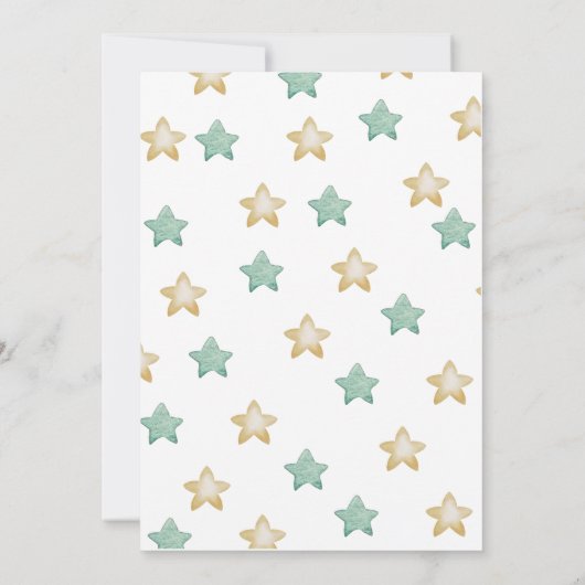 Greenery Teddy Bear with Stars Boy第2誕生日 招待状 (裏面)