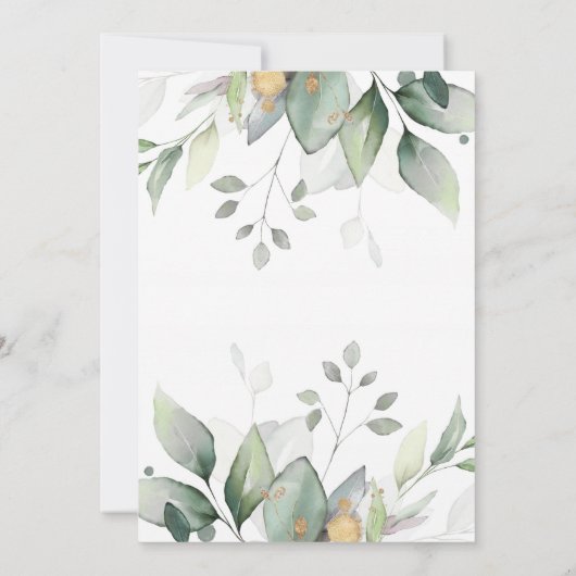 Greenery Watercolor Balloons Gender Reveal Invitat 招待状 (裏面)