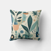 Greenery Watercolor Botanical Leaves Throw Pillow クッション (裏面)