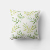 Greenery Watercolor Botanical Leaves Throw Pillow クッション (正面)