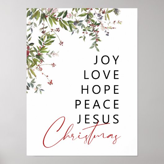 Greenery watercolor Christmas poster ポスター (正面)