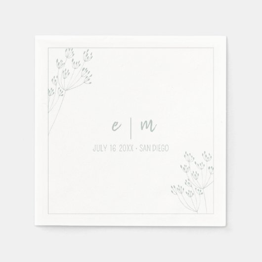 Greenery Wedding スタンダードカクテルナプキン (正面)