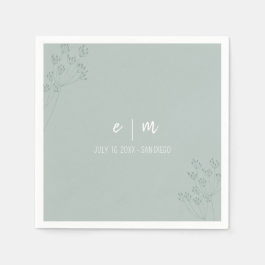 Greenery Wedding スタンダードカクテルナプキン (正面)