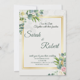Greenery Wedding Invitation Botanical Minimalist 招待状