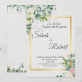 Greenery Wedding Invitation Botanical Minimalist 招待状 (正面/裏面)