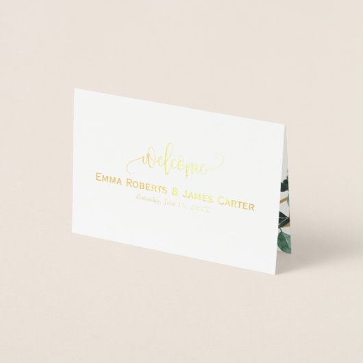 Greenery Wedding Menu Choice Place Cards 箔カード (正面)