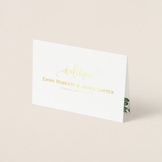 Greenery Wedding Menu Choice Place Cards 箔カード (正面)