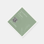 Greenery Wedding QR Share Your Photos Sage Green スタンダードカクテルナプキン (角)