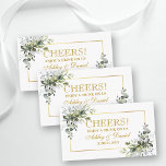 Greenery Wedding Reception Gold Drink Ticket Card エンクロージャーカード<br><div class="desc">Watercolor Greenery and Gold Cheers Wedding Reception Drink Ticket Card - Gold Script</div>