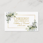 Greenery Wedding Reception Gold Drink Ticket Card エンクロージャーカード (正面)