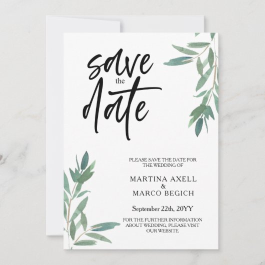 Greenery Wedding Save the date Invitation 招待状 (正面)