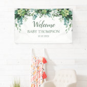 Greenery Welcome baby  Banner backdrop 横断幕 (インサイチュ)