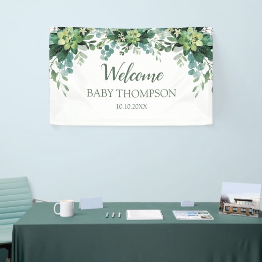 Greenery Welcome baby  Banner backdrop 横断幕 (トレードショー)